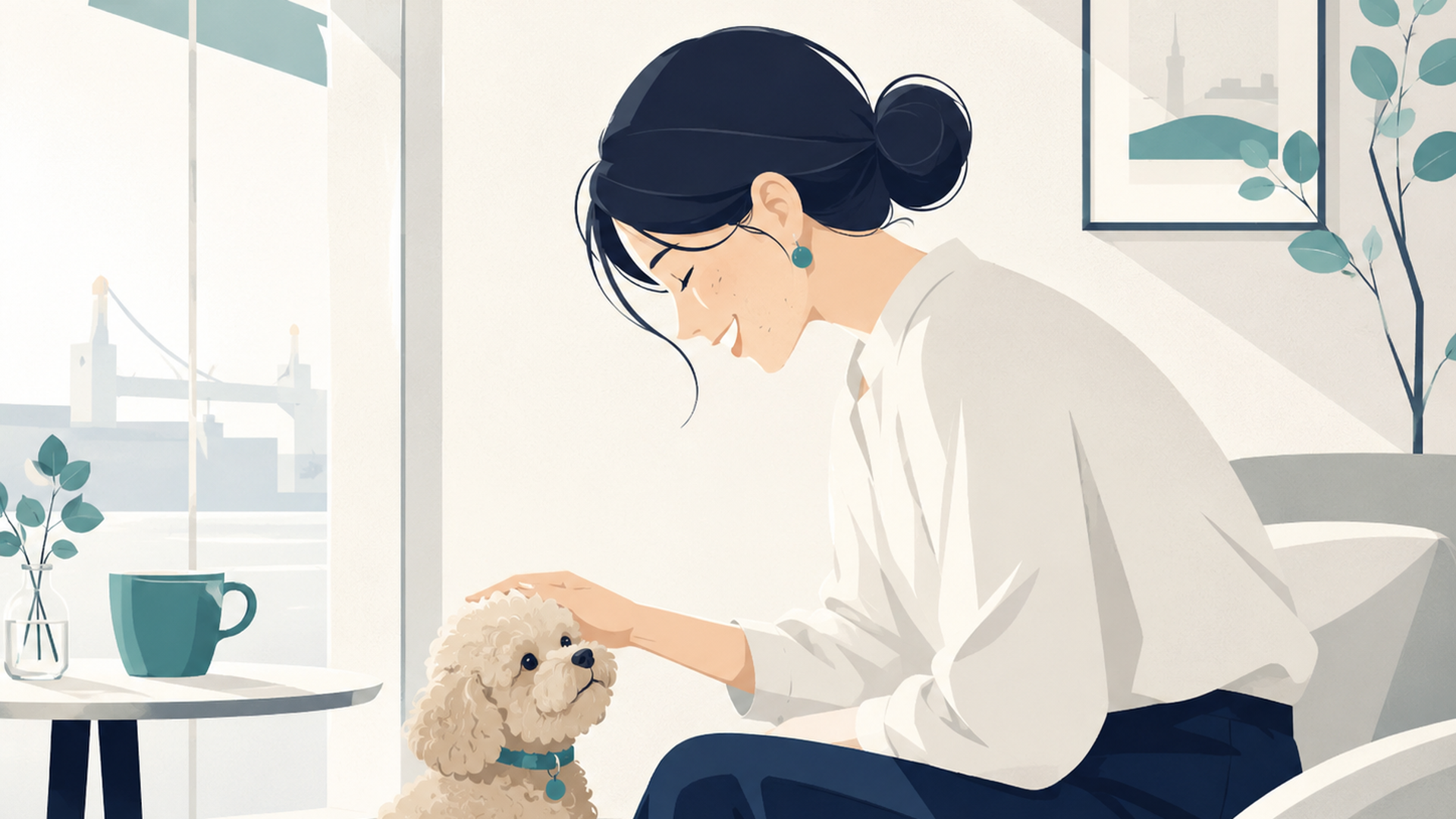 鏡の前でクッションファンデをパフでポンポンと頬にのせ、ツヤ肌に仕上がっていく女性の手元アップ
